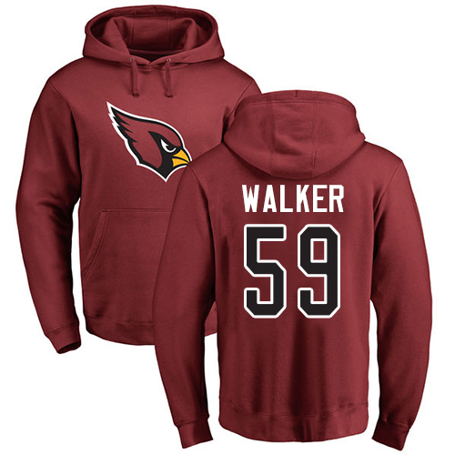 Arizona Cardinals Men Maroon Joe Walker Name And Number Logo NFL Football #59 Pullover Hoodie Sweatshirts